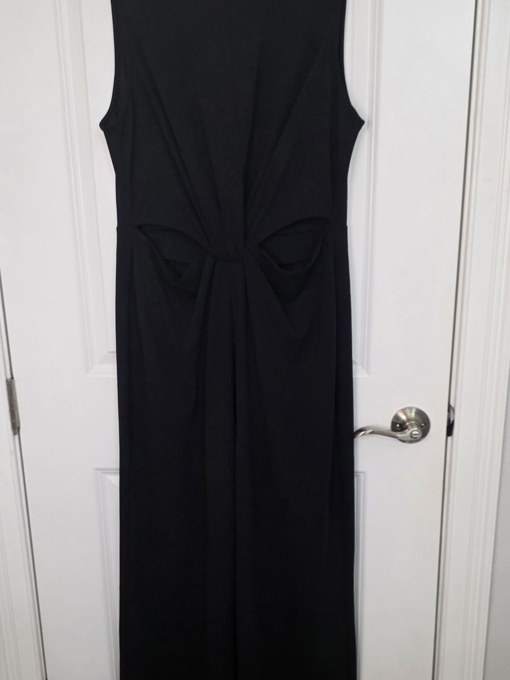 Nicole Miller Black Sleeveless Maxi Dress with Front Knot Detail